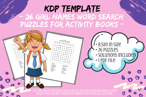 26 Assorted Girl Name Word Search Puzzles