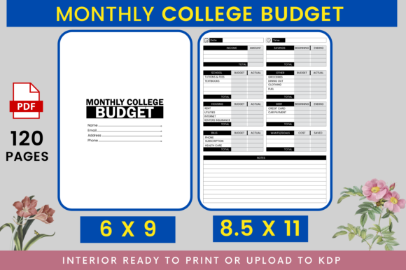 Mastering Your Finances with the Monthly College Budget KDP Interior