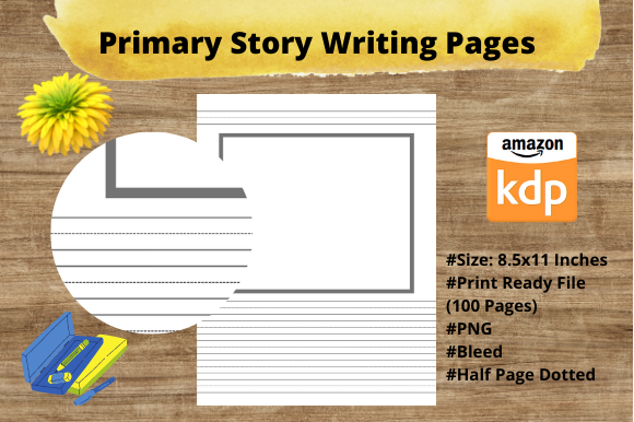 Primary Story Journal: Half Page Dotted